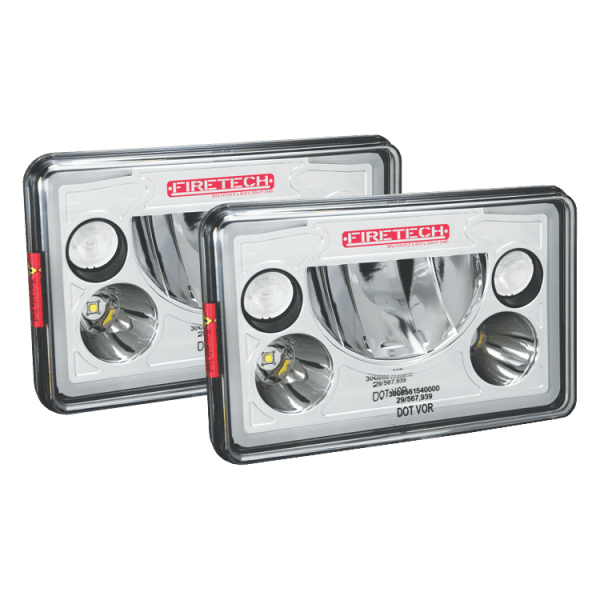 4"x6" LED Headlight by FireTech HiViz Lighting with a unique beam pattern optimizing the light output.