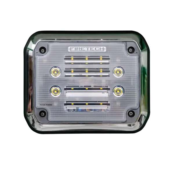 A small white Firetech rectangular light