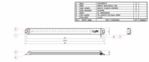 12" Compartment Light Technical Drawing