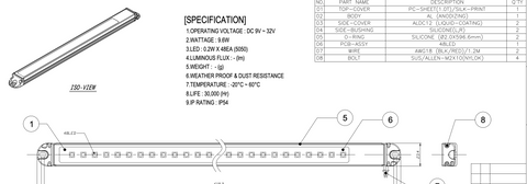 24" Compartment Light Technical Drawing