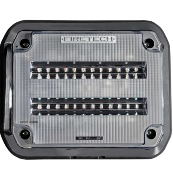 A singular white rectangular Firetech light,Crack Free Corner Design from Fireteck