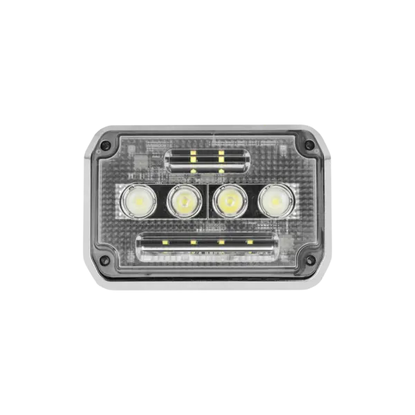 A Guardian Junior Surface Mounted LED Scene Light by FireTech for mounting on the side of the apparatus.,The back of the Guardian Surface Mounted Scene Light by FireTech.