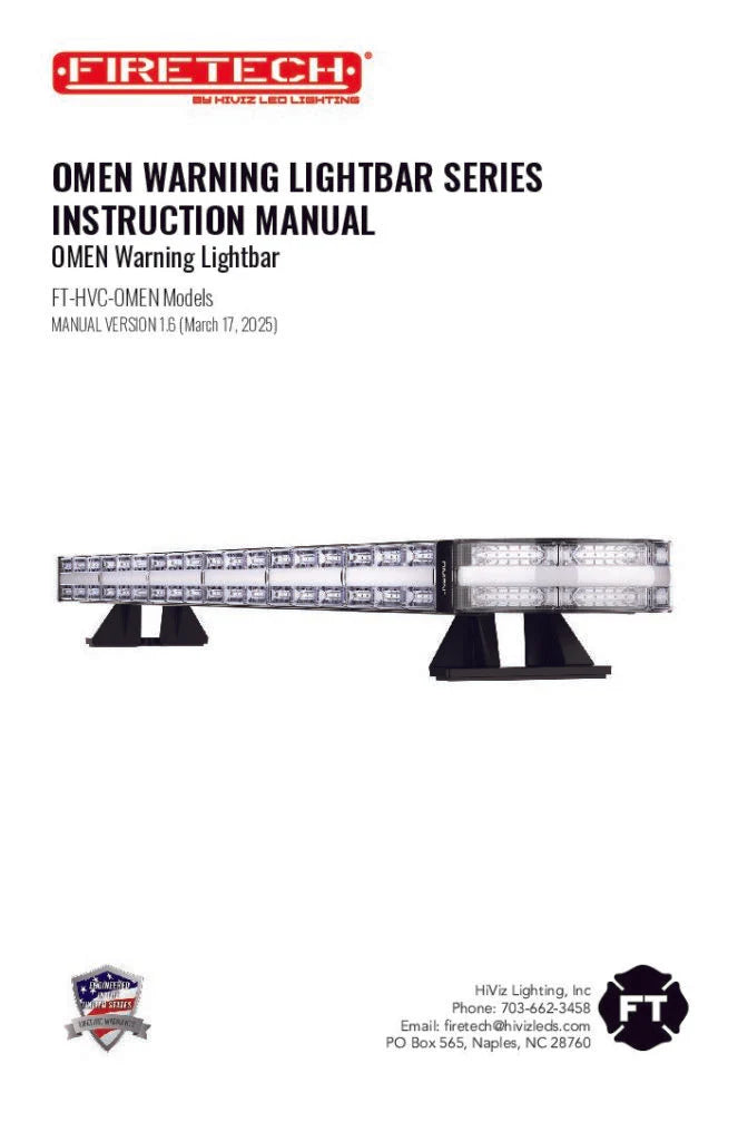 Omen Warning Lightbar Series Instruction Manual
